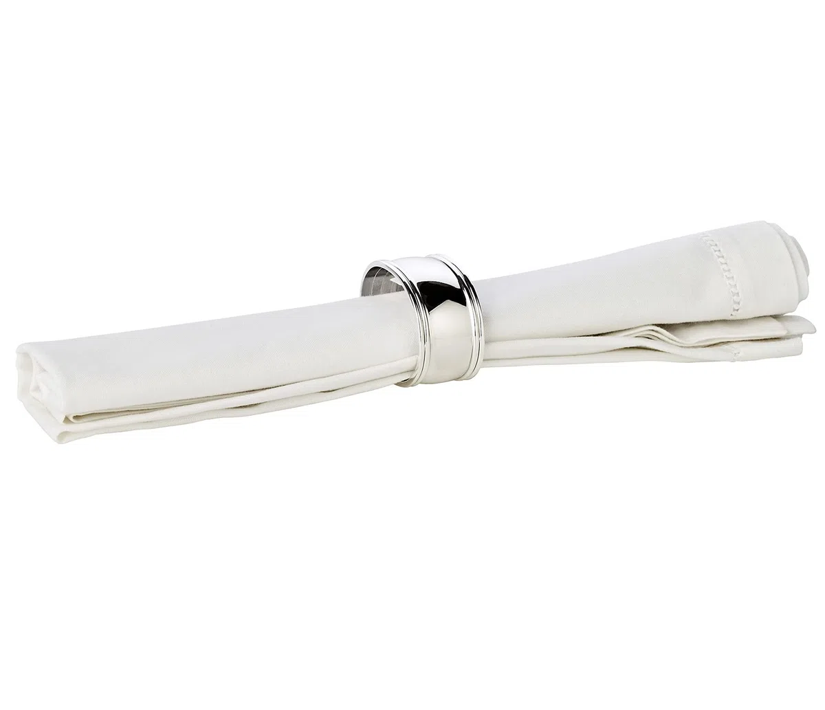 EDZARD Juego de 6 servilleteros con Borde de Hilo, Longitud 6 cm, Plateados, protegidos contra el deslustre