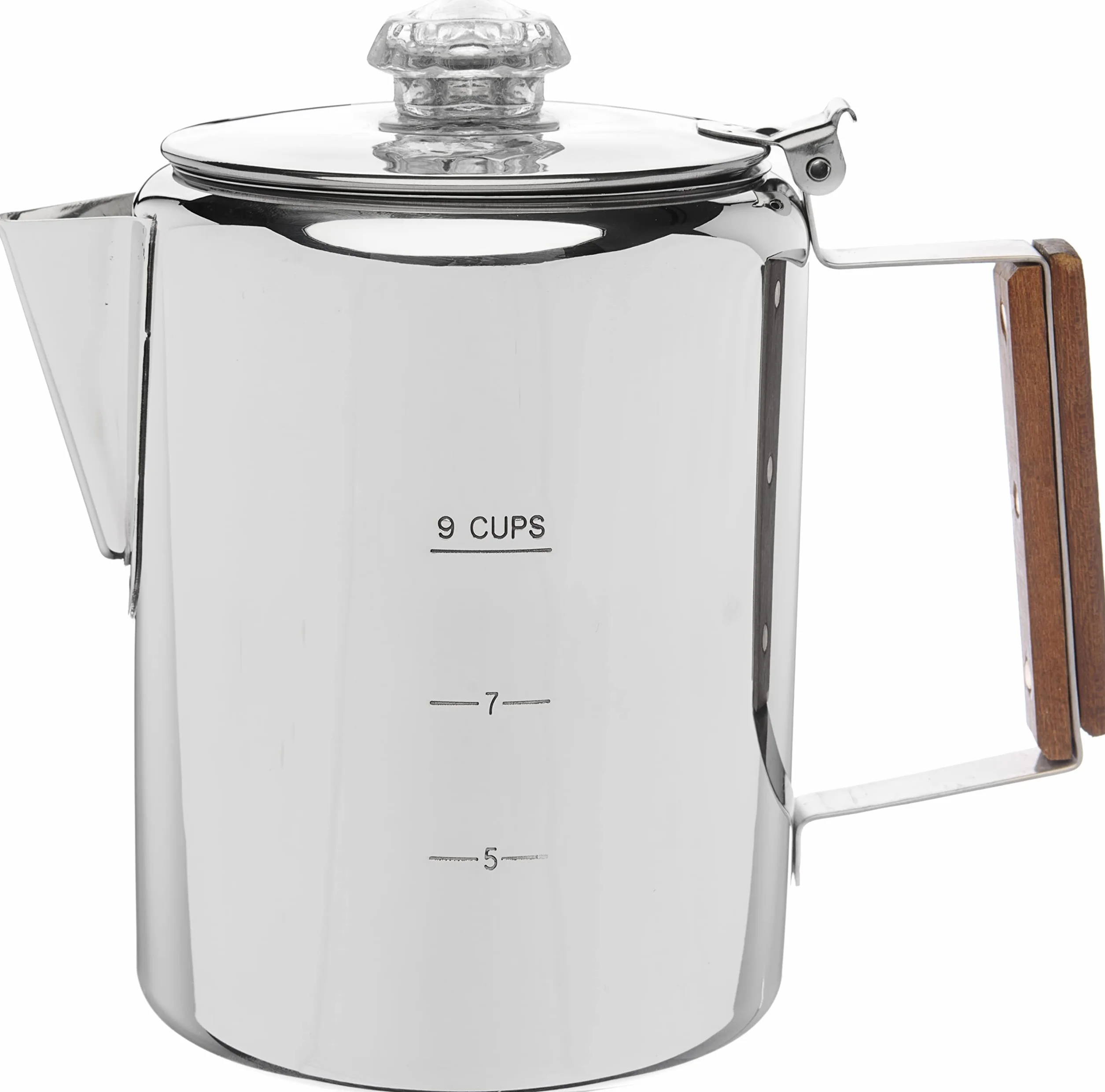 COLETTI Bozeman - Cafetera percolador de café, cafetera para camping, cafetera con percolador superior de estufa, sin aluminio ni plástico [9 tazas]