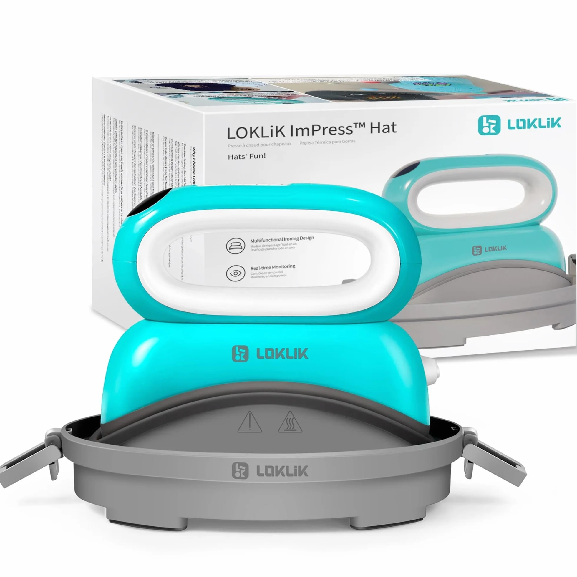 LOKLIK Impress Prensa térmica automática para personalizar gorras, sombreros de tela - prensa térmica - funciona con vinilo, sublimación, papel de transferencia térmica.
