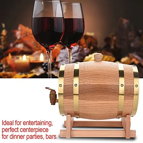 EVGATSAUTO Barril de roble de 3 litros de madera maciza - Barril de whisky, ron, vino y vino de Oporto con grifo - Barriles de alcohol hechos a mano para almacenamiento y refinamiento de aromas