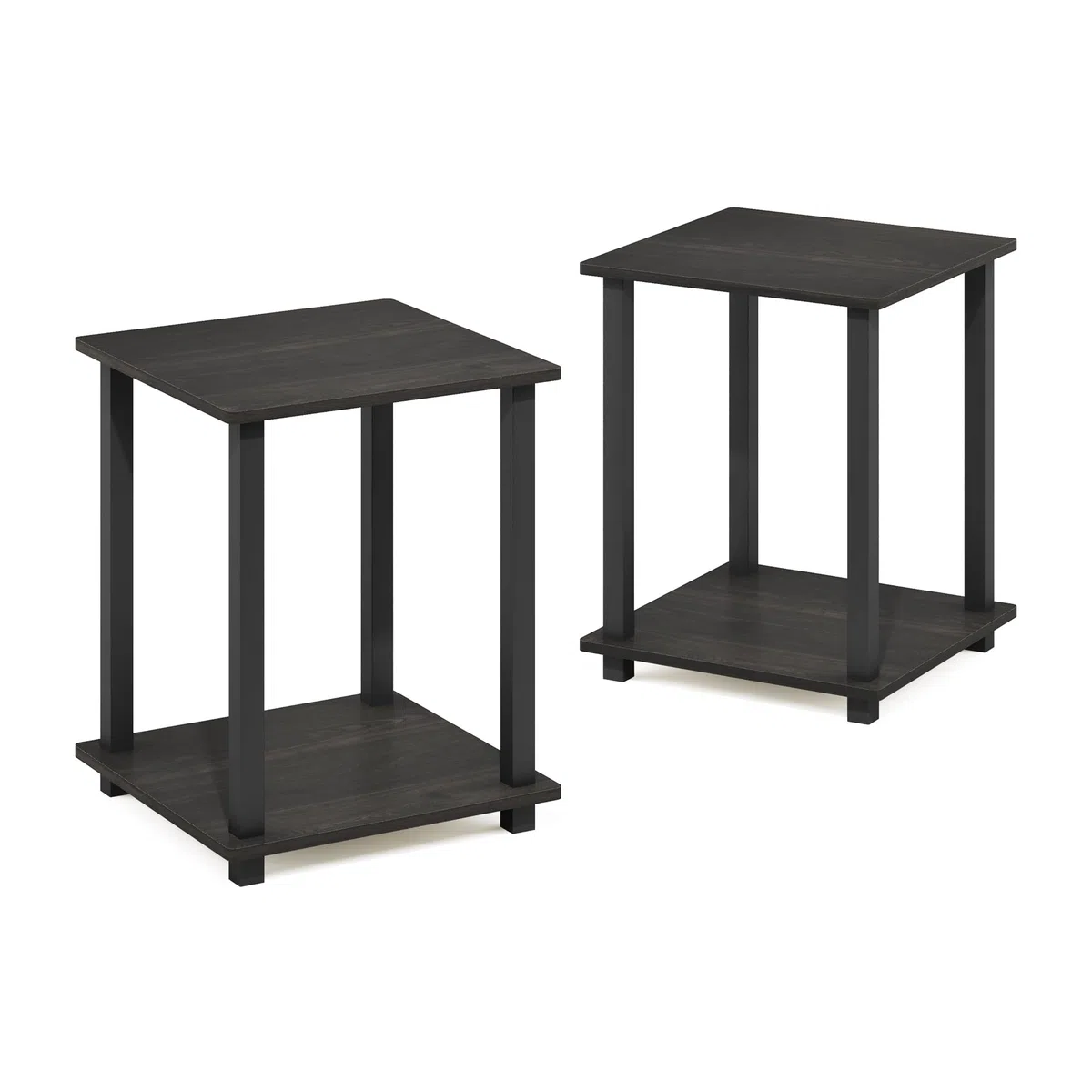 Furinno Simplistic Mesa Auxiliar, Madera compuesta, Espresso/Negro, 2 Unidades