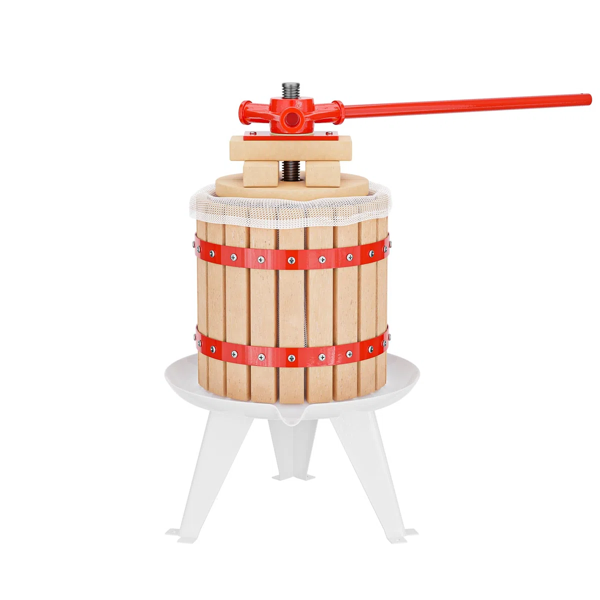 WilTec Prensa en Madera para Frutas, Mosto, Vino, Manzanas con Capacidad de 12 litros con Bolsa para Pulpa