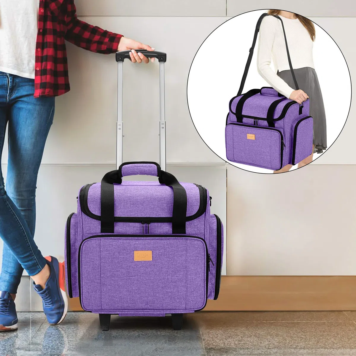 Luxja Bolsa para Máquinas de Coser con Trolley Desmontable, Maletas de Transporte para Máquinas de Coser y Accesorios (Solo Bolsa)