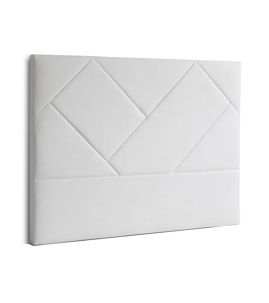 Cabecero Eupa – Tapizado en Polipiel Color Blanco con Diseño Asimétrico y Acolchado Suave, Estilo Moderno para Dormitorio de Matrimonio 150x6x120 cm