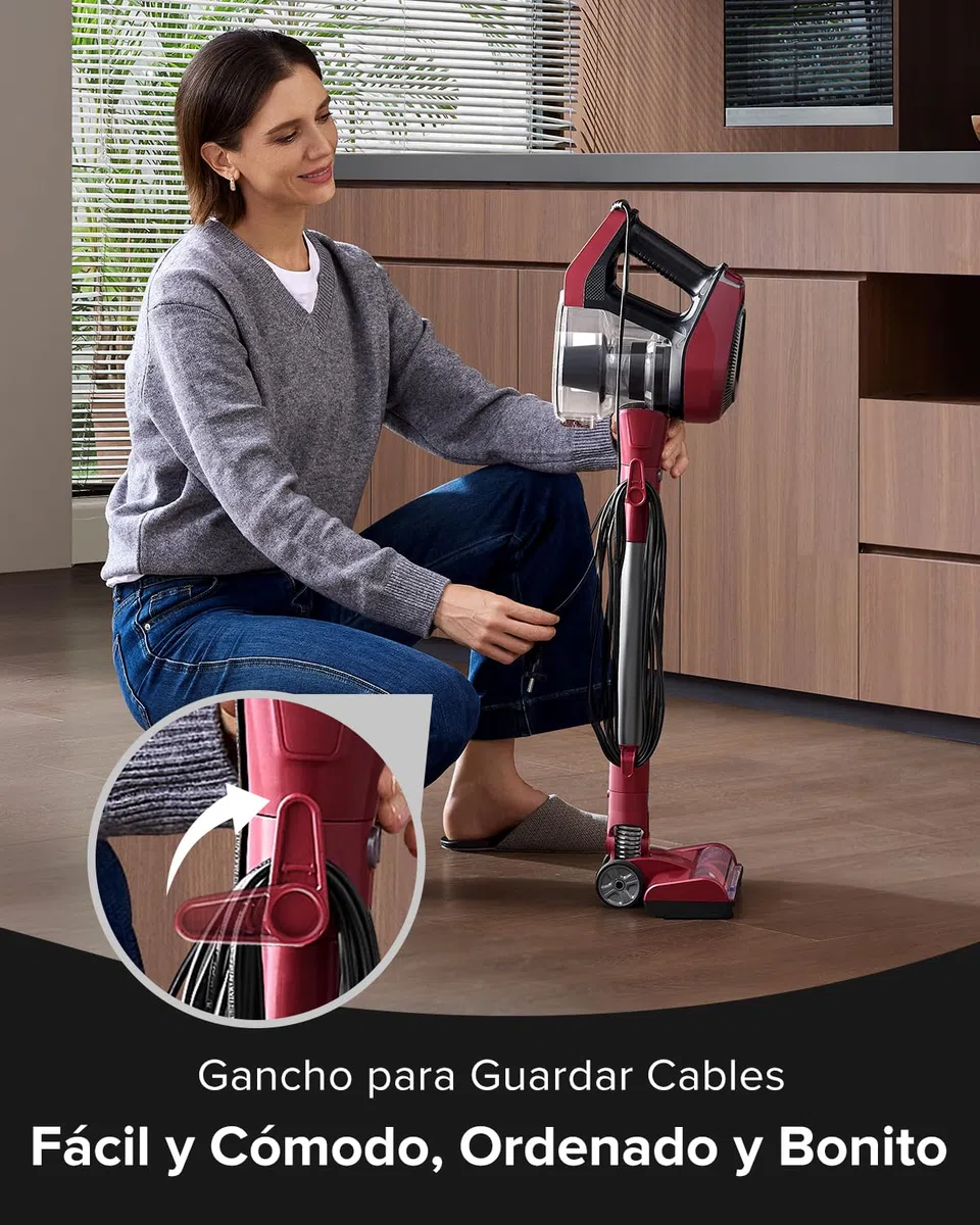 Vexilar C8 Aspiradora con Cable 60KPa/600W,Aspiradora con 7 Metros de Cable, Diseño Elegante,1,5L Depósito de Polvo, 3-en-1 Aspirador Vertical, Aspirador para Suelos/Alfombras/Pelos/Coche