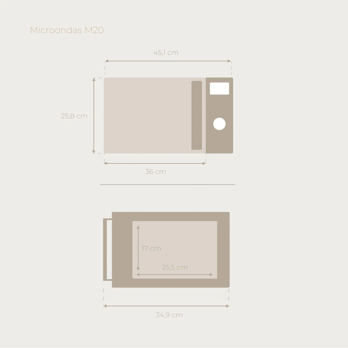 EVVO Microondas M20 White - Horno Microondas Libre Instalación con Función Grill, 800W, Capacidad 20l, Display Digital, Panel Control Táctil, Puerta Efecto Mirror, Bloqueo Infantil, Blanco