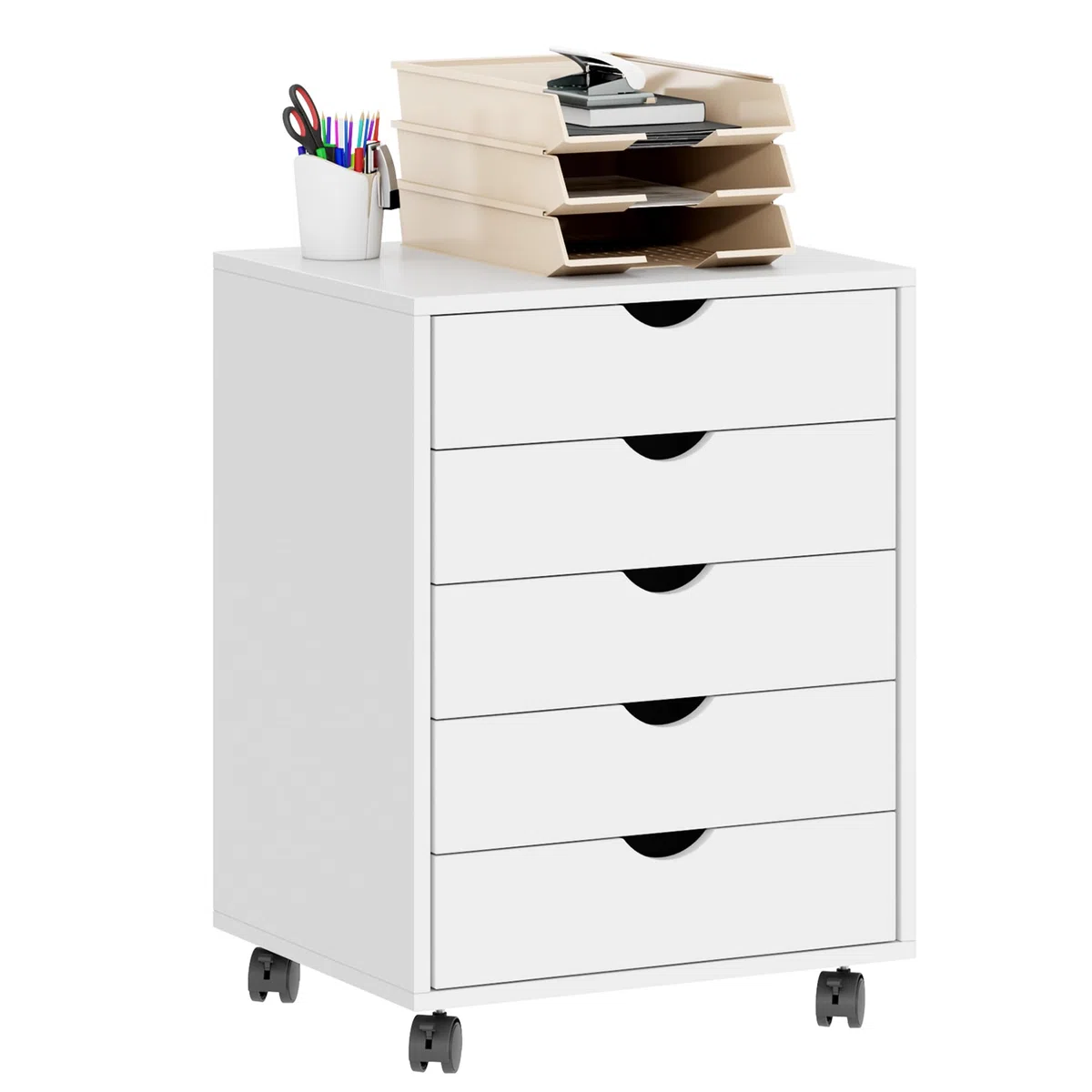 SogesHome Armario archivador con ruedas de madera con cajones para A4, formato carta legal, para oficina y hogar