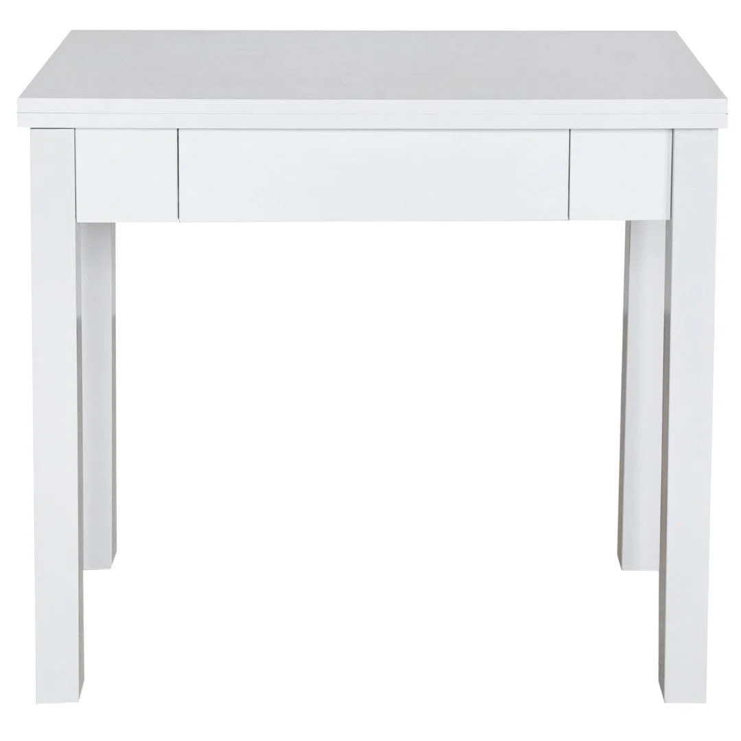 Mesa Cocina Plegable Extensible Cocina - Pequeña con Cajón y Cubertero - Mesa Libro Medidas: 80x40 / 80x80 cm. (Blanco)