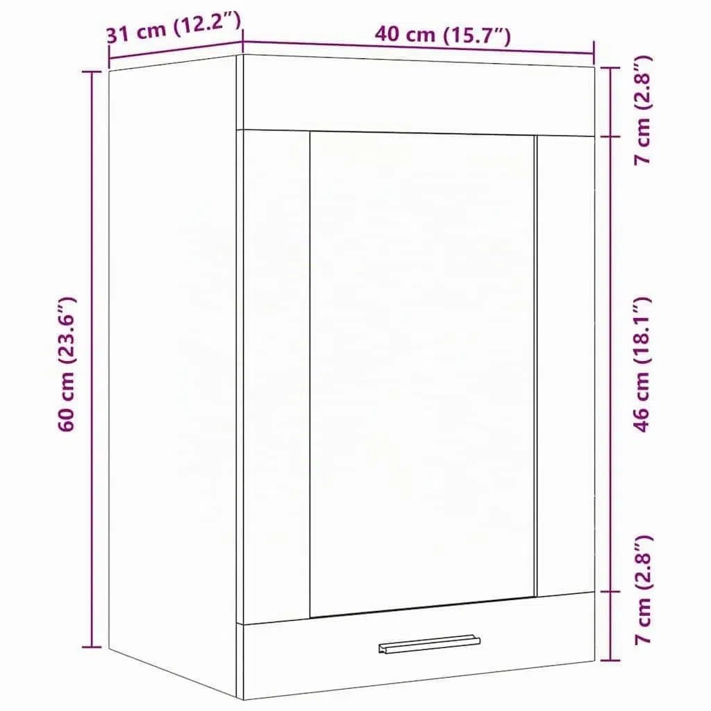 vidaXL Vitrina Colgante Lyon Roble Artesanal 40x31x60 cm Madera de ingeniería