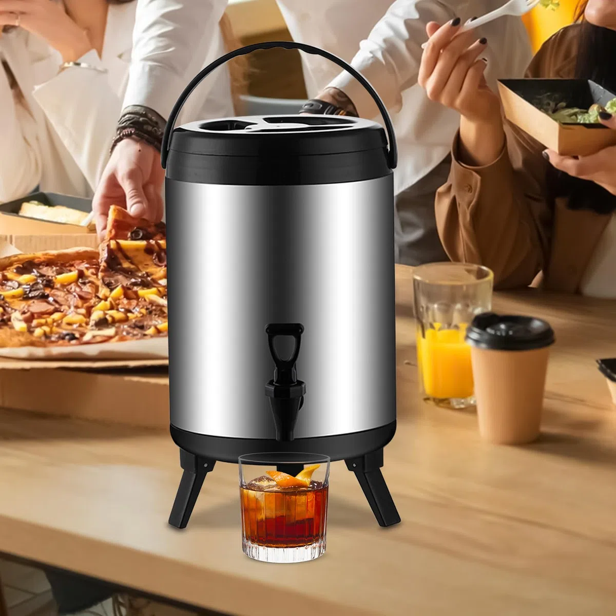 Recipiente térmico con grifo, termo de 10 l, jarra de café de acero inoxidable, jarra térmica para café, té o vino caliente, dispensador de bebidas frías, enfriador portátil para viajes