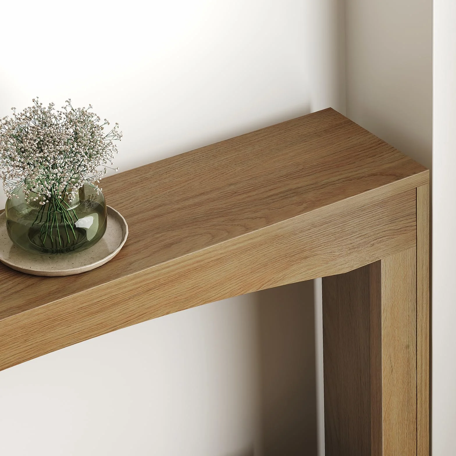 YATINEY Mesa de Consola Estrecha de 100 cm de Largo, Mesa Auxiliar Ultrafina, Decorativa Rústica, para Sala de Estar, Pasillo, Entrada, Nogal Claro XCT19VV