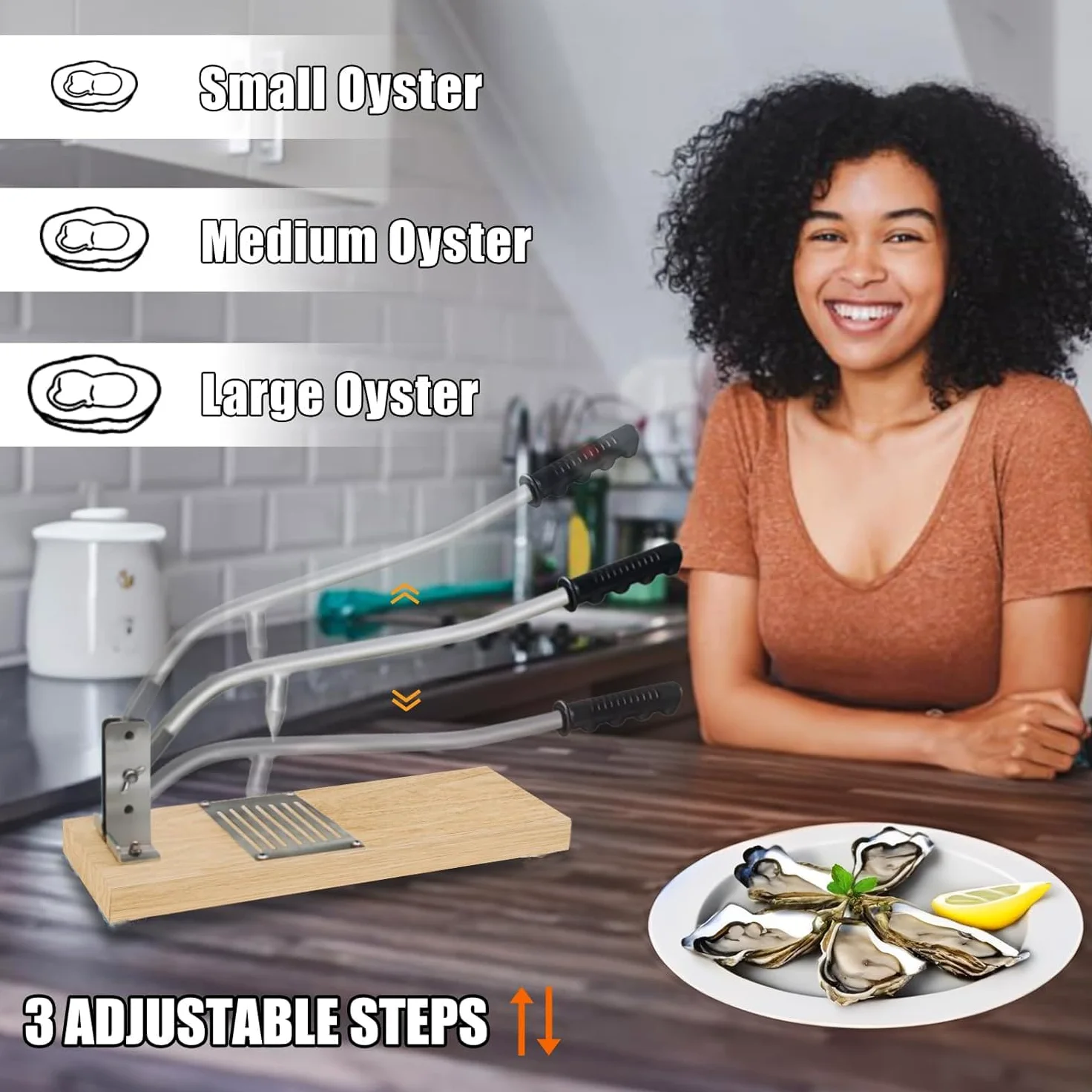 Abridor Ostras,Cuchillo de Ostras de Acero Inoxidable Ajustable,Herramienta para Descascarar Ostras,Herramienta para Mariscos para Restaurantes y Hogares