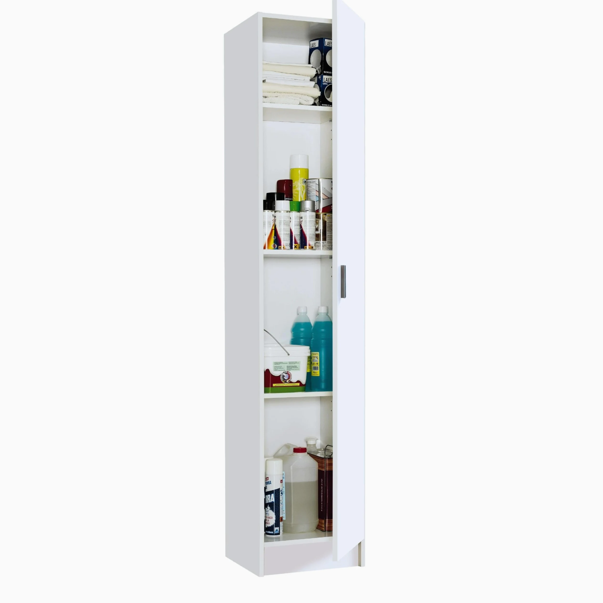 Habitdesign Armario Multiusos, 1 Puerta, Columna, Acabado en Color Blanco Mate, Medidas: 37 cm (Ancho) x 182 cm (Alto) x 37 cm (Fondo)