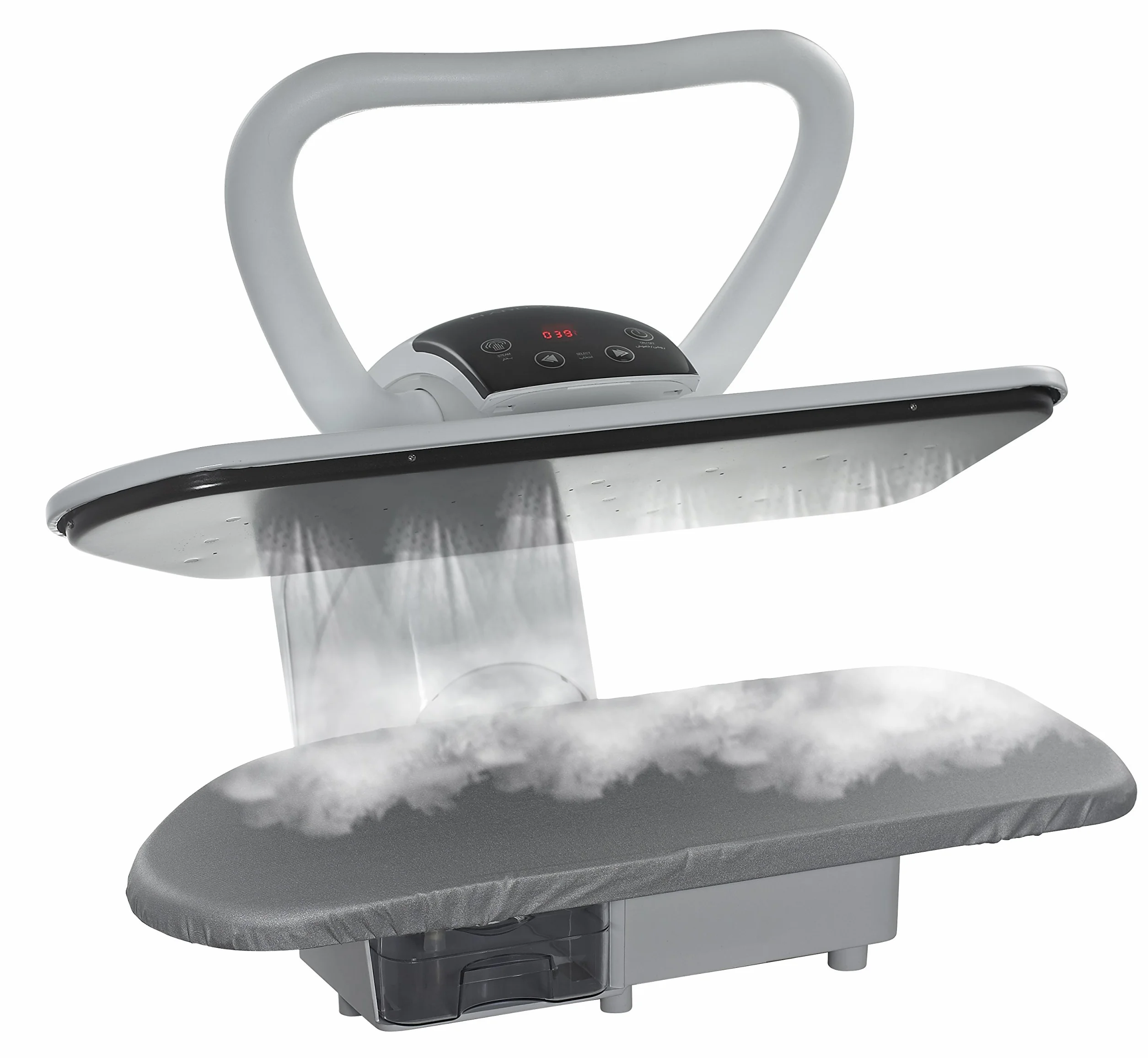 Speedypress Prensa de Planchado de Vapor 101HD Profesional 101cm con Soporte - Plata (+ Filtro de Agua Antical, Funda de Repuesto y Espuma Sintética)