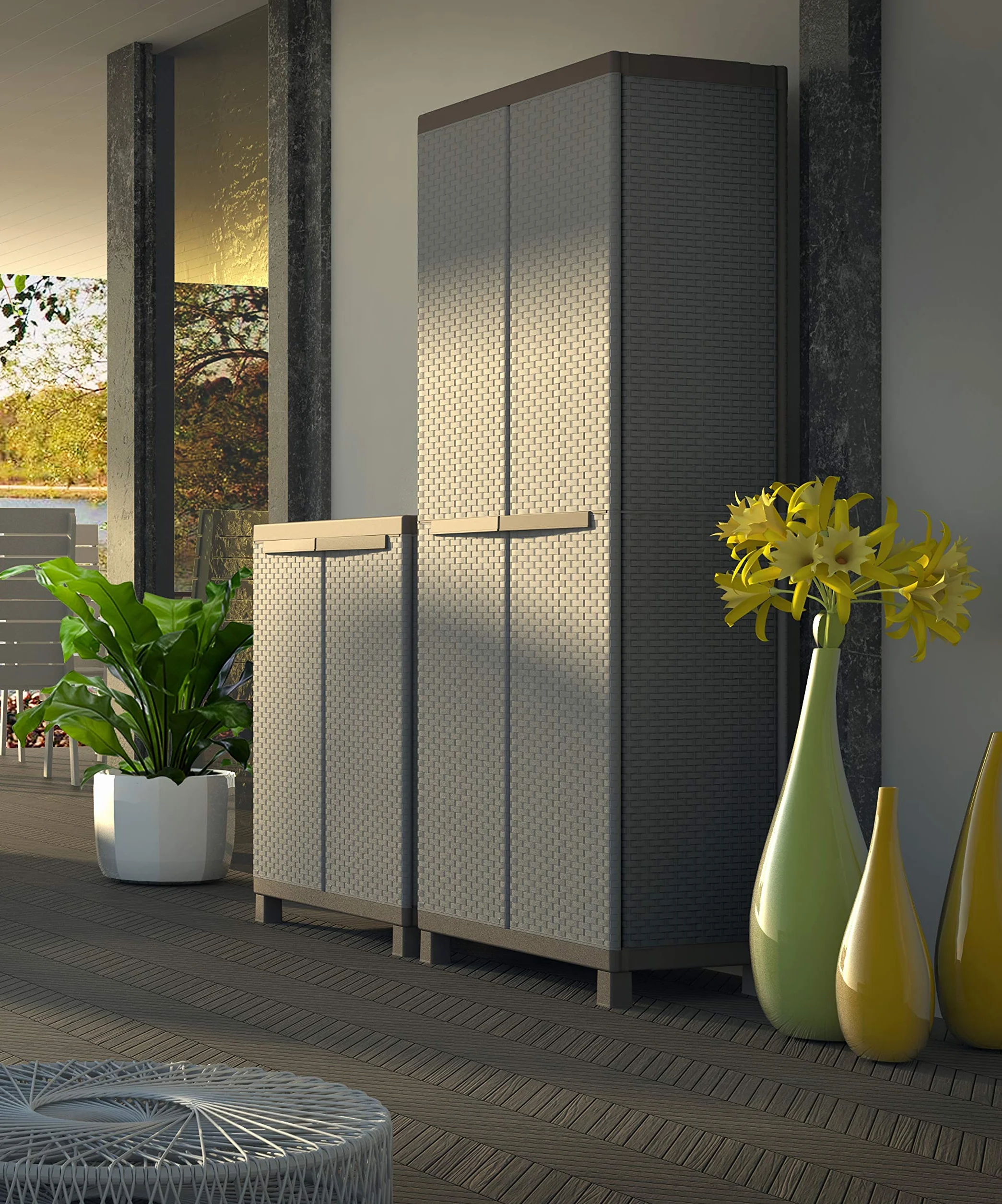 Terry, C-Rattan 680, Armario 2 Puertas y 1 Estante Interno. 68x39x91,5 cm