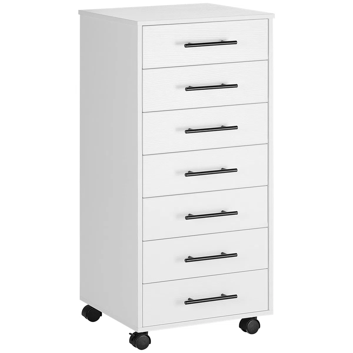 HOOBRO Cajonera con 7 Cajones, Archivador, Archivador de Madera, Armario de Oficina con Cajones, Armario de Almacenamiento, para Oficina en Casa, Montaje Sencillo, Blanco EWT07WJ01