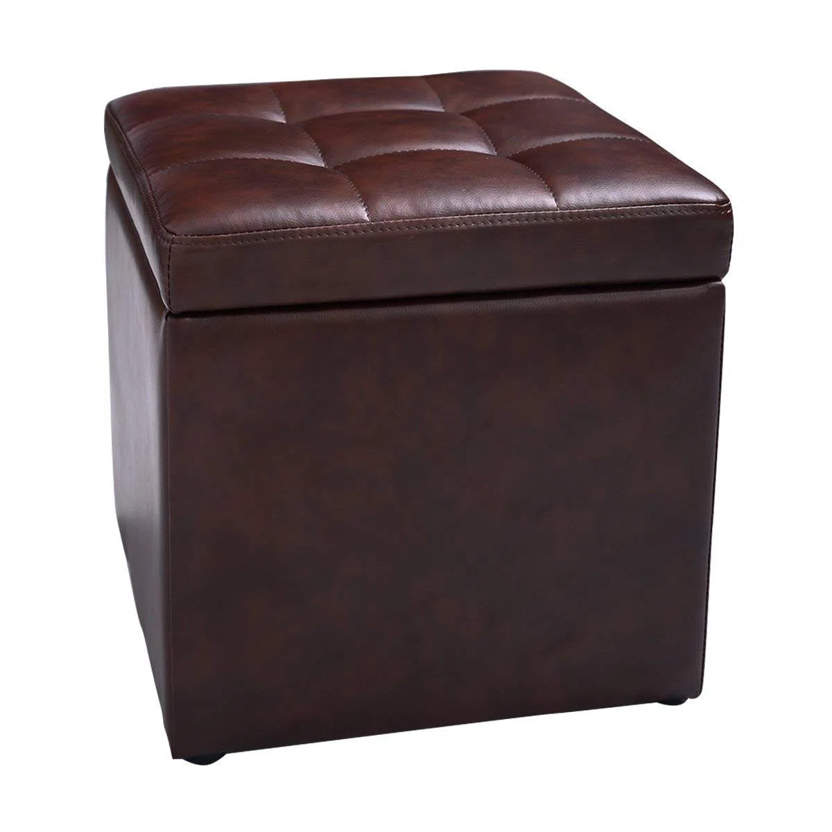 COSTWAY Baul Almacenaje Dormitorio, Puff Almacenaje Plegable 40x40x40cm, Puff Banco con Almacenaje con Capacidad de 300 kg, Reposapiés Sofa para Sala de Estar, Dormitorio, Entrada, Marrón