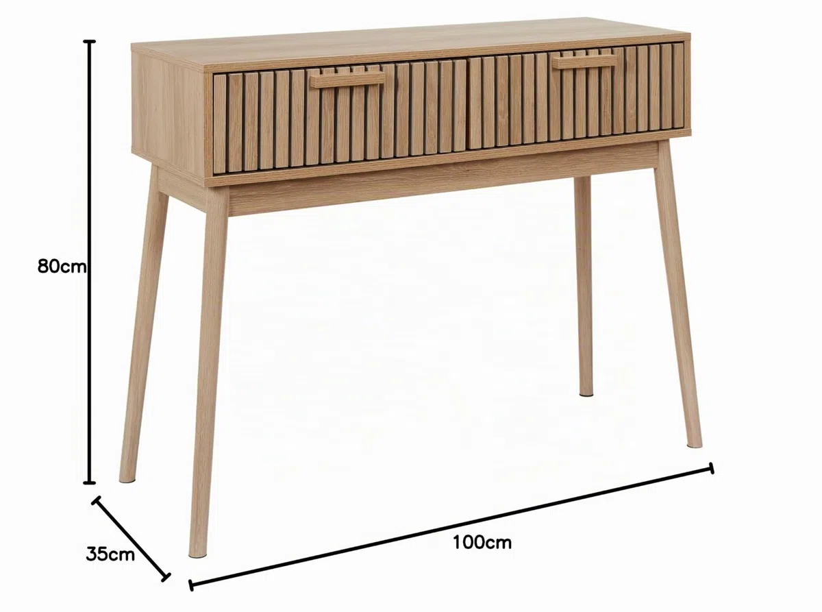 HOME DECO FACTORY - HD0090 - Consola de Madera con 2 Cajones para Salón o Entrada - Diseño Elegante y Práctico - Dimensiones 100x80x35 cm - Color Marrón - Idea de Regalo