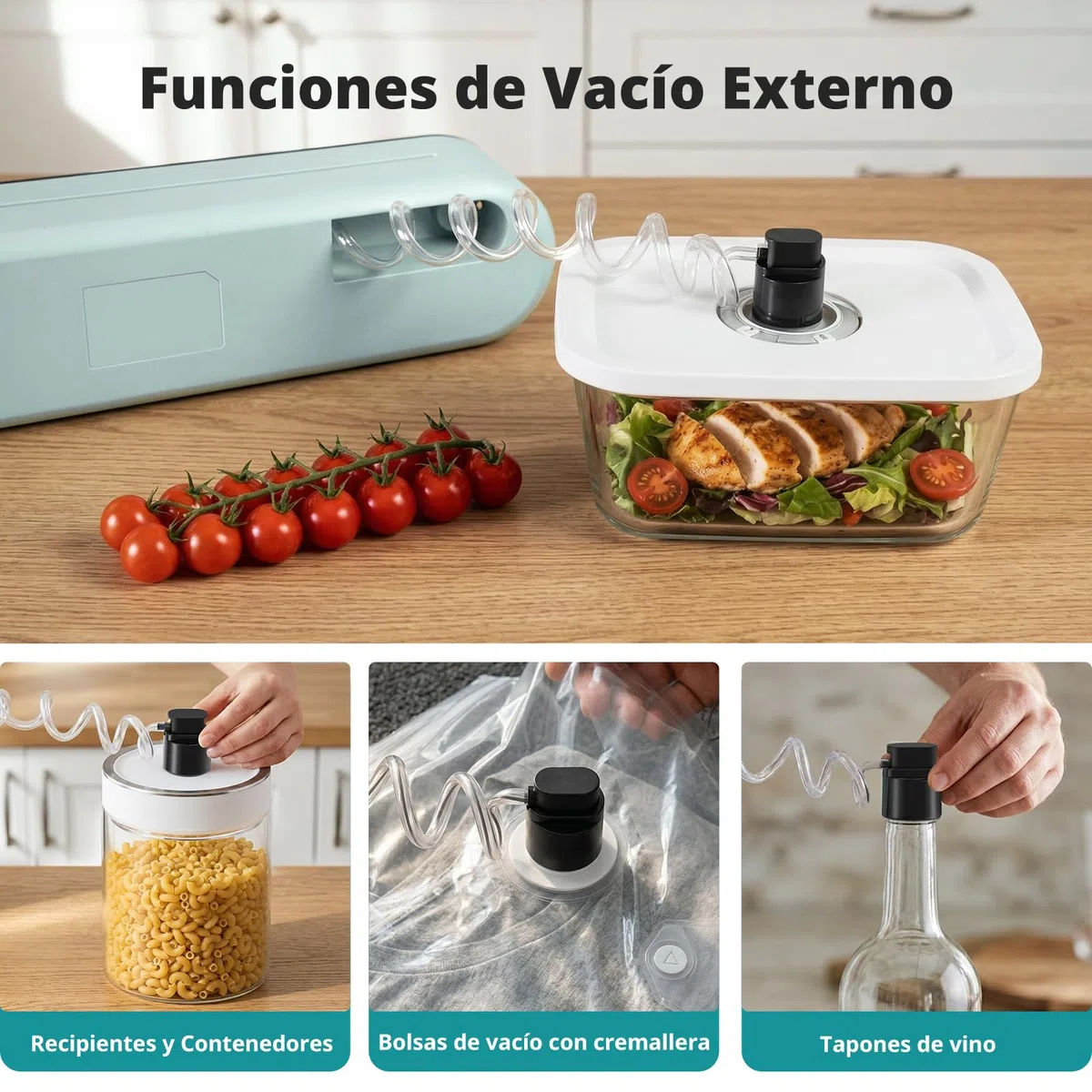 AIRMSEN Envasadora al Vacío 6 en 1 Totalmente Automática con Función de Inflado, Succión Profunda Profesional de Una Mano, Cortador Integrado y Soporte para Tubo, Incluye Bolsas, Verde