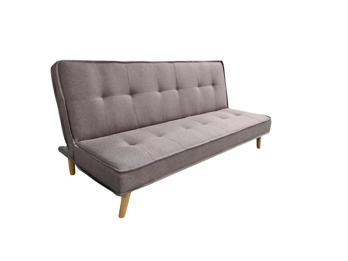 MUEBLIX.COM - Sofa Cama Alconaba 3 Plazas, Sillón Cama, Cama Sofa, con Mesa Abatible, Tapizado Poliéster Sintética, Estructura y Patas de Madera Maciza, Sofa de Diseño, Color Beige