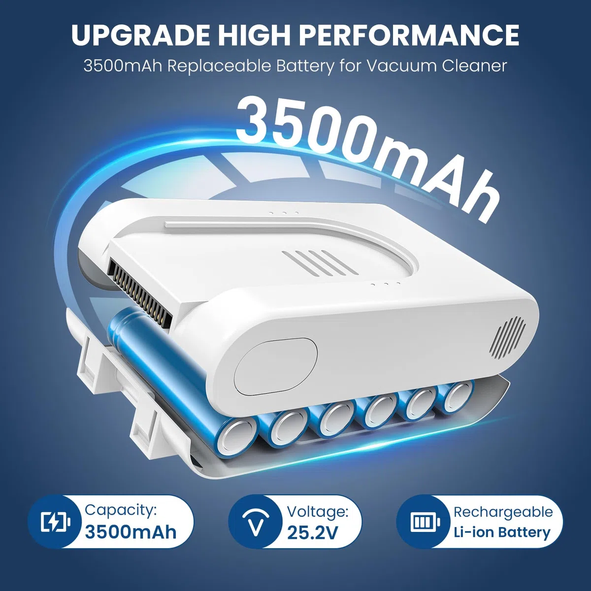 3500mAh Batería para aspiradora Xiaomi G9, G9 Plus, G10, G10 Plus, Dreame R10, R10 Pro, T10, T20, T20 Pro, V12S, V16S (25,2 V/88,2 WH)