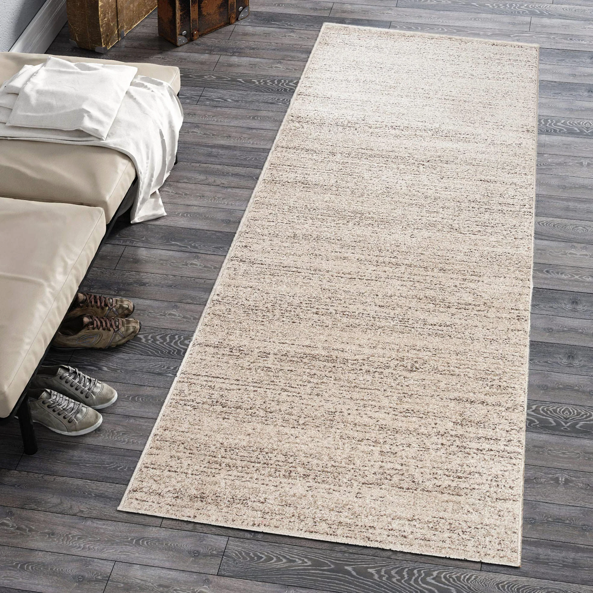 Mazovia Alfombra de Pasillo Larga - Design Abstracto Moderno Pelo Corto - Alfombras de Pasillo por Metros - Alfombras para Pasillos Largos - Moqueta por Metros - Crema 60x300cm