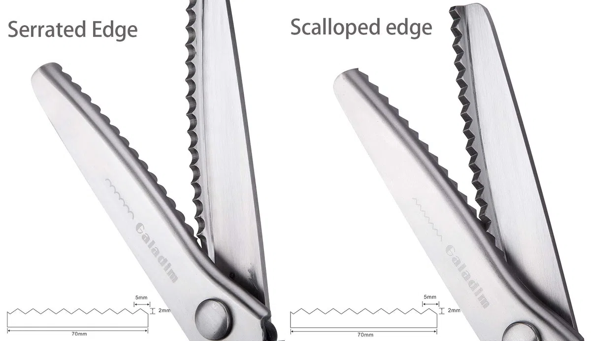 Tijeras dentadas (2 tijeras cada juego, lámina triangular y ondulada) - tijera zig zag