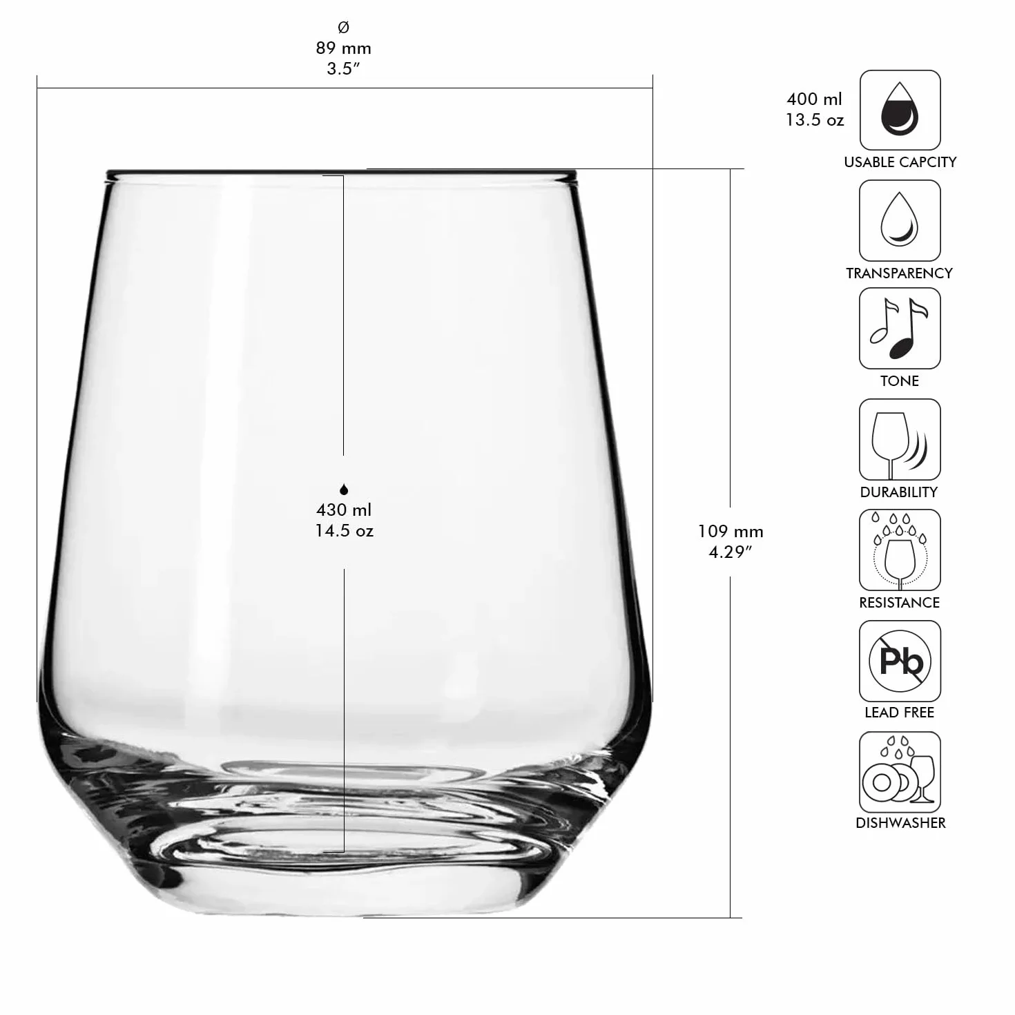 Krosno Vasos de Agua Jugo Tumbler | Conjunto de 12 Piezas | 400 ML | Splendour Collection | Perfectos para Uso en Casa, Restaurante y en Fiestas | Apto para Lavavajillas
