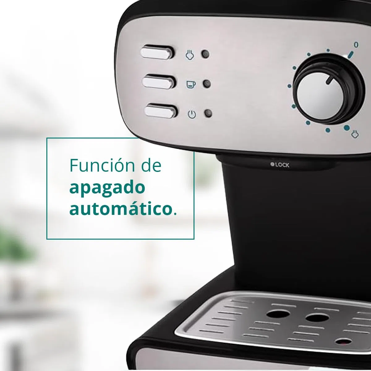 KUBO - Cafetera Espresso, Presión 15 bar, Depósito Agua 1.2L, 850W, Vaporizador para capuchino o bebidas con leche, Limpieza Fácil