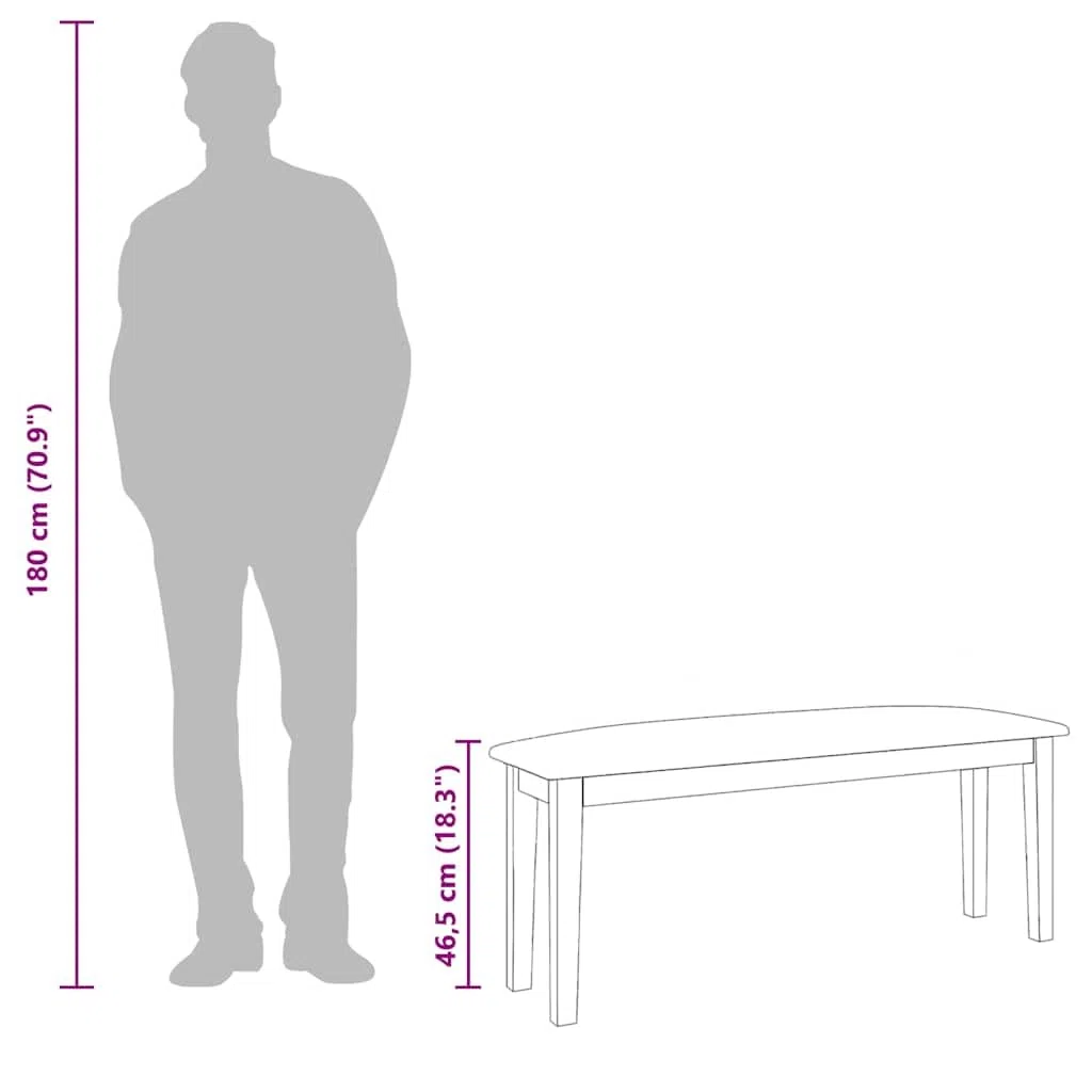 vidaXL Banco 110 cm Madera Maciza Caucho Blanco, Banco, Silla de Banco, sofá de Banco, Asiento de Banco, Asiento de Banco, Banco de Interior