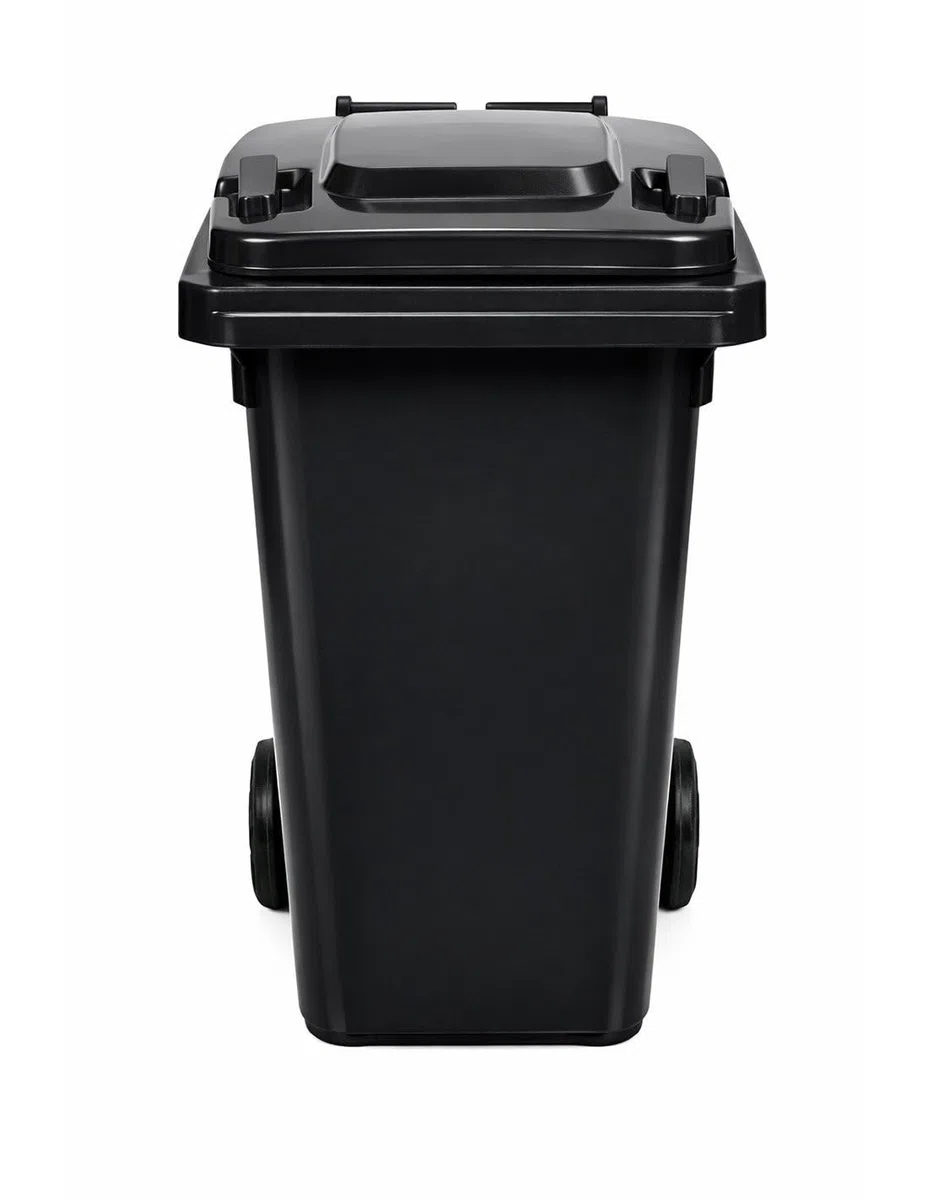 JARDIN202 - Contenedor de Basura Reciclables de Colores con Ruedas 240L | 240 L (Negro)