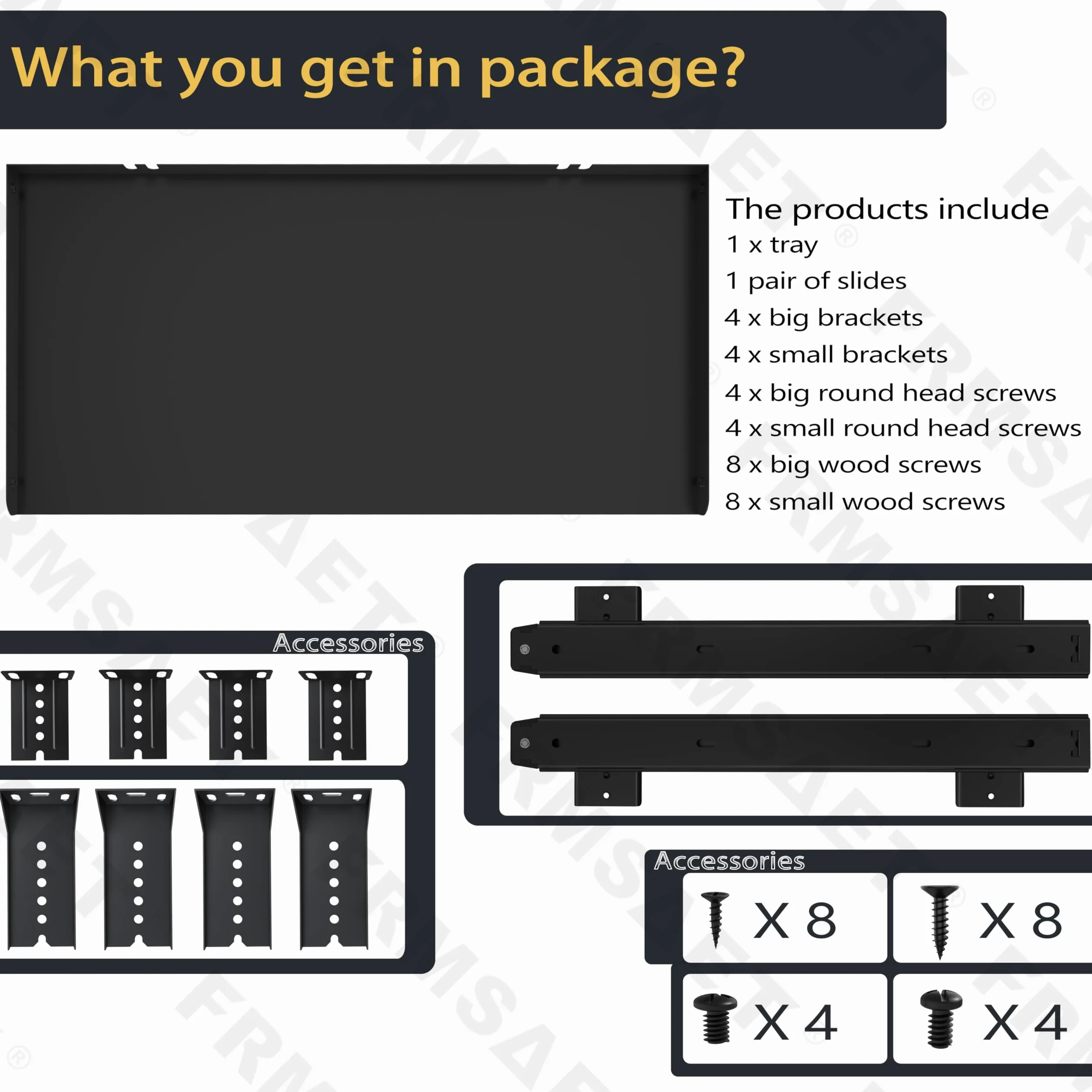 FRMSAET Plataforma para Bandeja de Teclado Debajo del Escritorio 53 cm / 60 cm / 76 cm Organizador de cajones de Material Totalmente metálico Herramienta de Almacenamiento. (76 cm, Negro)