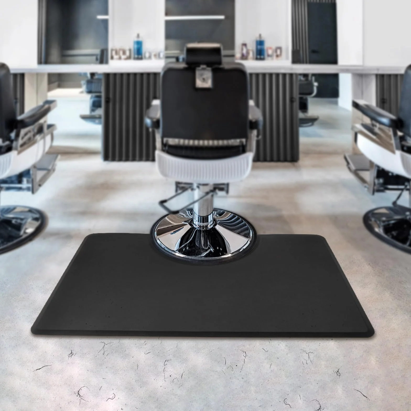 Alfombra de salón de 3 x 5 pies, antifatiga, para barbería, salón, barbería, estación de barbero, antideslizante, resistente al agua, talón resistente (cuadrada)