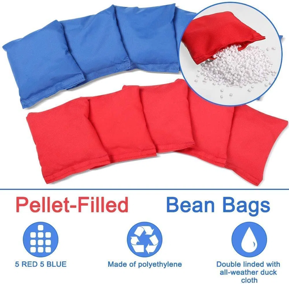 NZQXJXZ Juego de Cornhole portátil Plegable con 10 Bolsas de Frijoles para Familia Adultos, Cornhole Juego de Mesa al Aire Libre de Interior con Bolsa de Transporte de Viaje para Backyard Lawn Beach