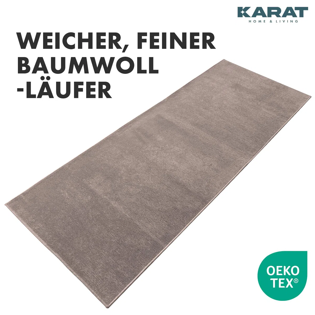 Karat Alfombra de Pasillo Tejida, 80 x 350 cm, Color Marrón, mullida de algodón, para Cocina, Pasillo y salón, Pasillo o Cocina, Pasillo (Azade)