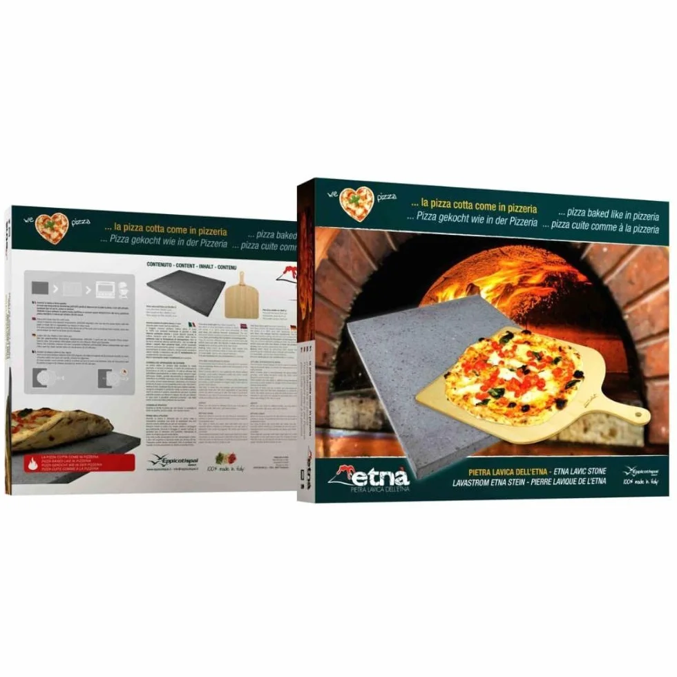 Juego para pizza de piedra volcánica y etnea 38 x 30 cm – Tazón + pala