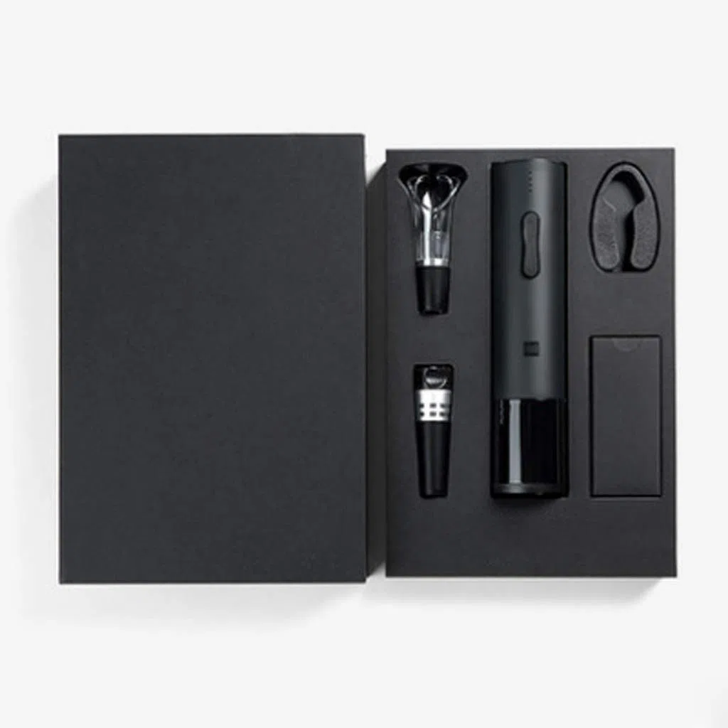 Sacacorchos eléctrico Multifuncional con Forma de ala de Vino, Caja de Regalo y batería Recargable para el hogar.