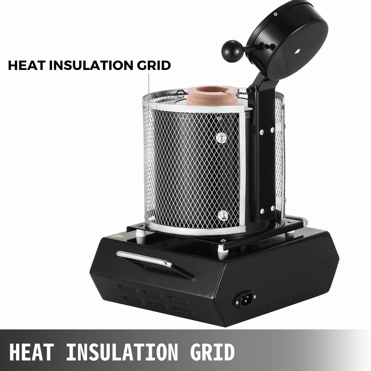 VEVOR Horno de Fusión de Oro, Temperatura Máx. 1150 ℃, Horno de Fusión Eléctrico Digital con Crisol Cerámico de 1 kg para Fundición y Refinación de Metales Preciosos, para Oro/Plata/Aluminio, Negro