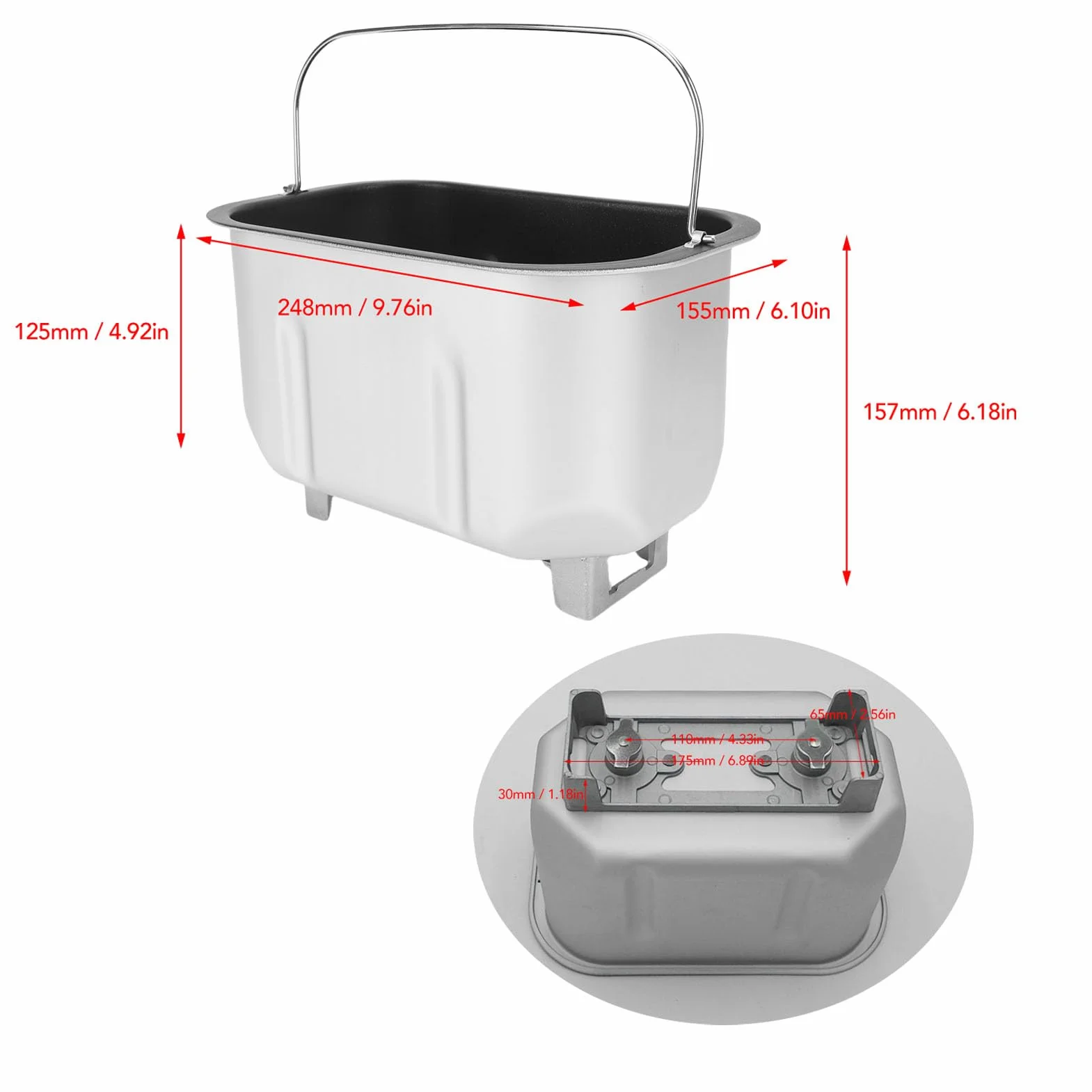 Generic Cubeta Doble para Máquina de Pan con Paletas Mezcladoras y Revestimiento Antiadherente Compatible con Diversas Panificadoras Domésticas Cocinas y Panaderías Comerciales