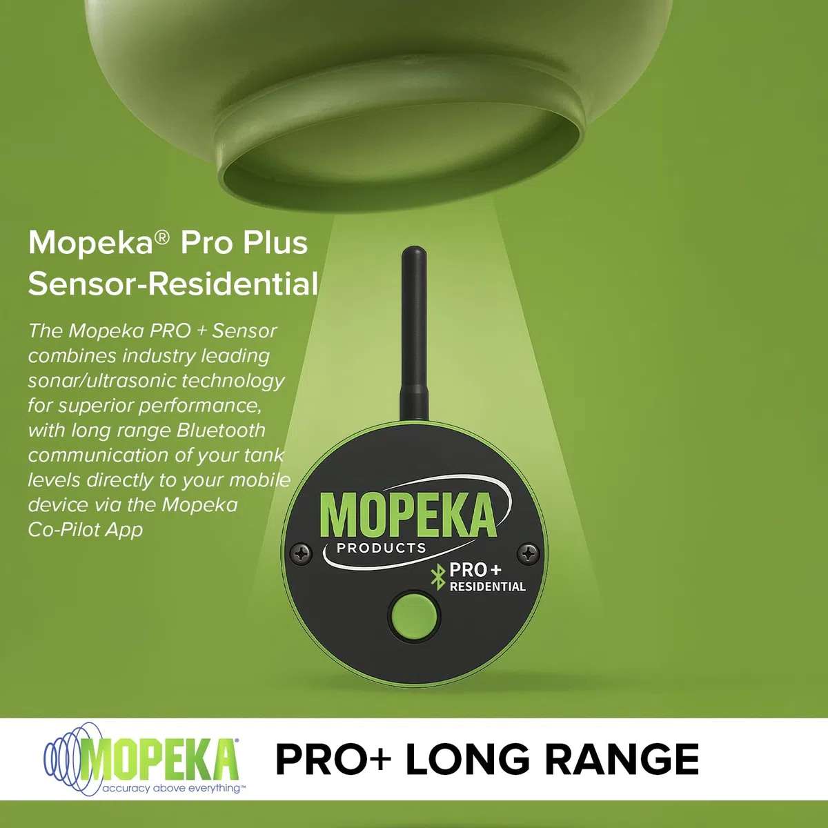 Mopeka PRO+ LR - Monitor inalámbrico de tanque de propano para tanques de GLP residenciales y sobre el suelo, indicador de nivel de tanque de propano, sensor de tanque de propano Bluetooth,
