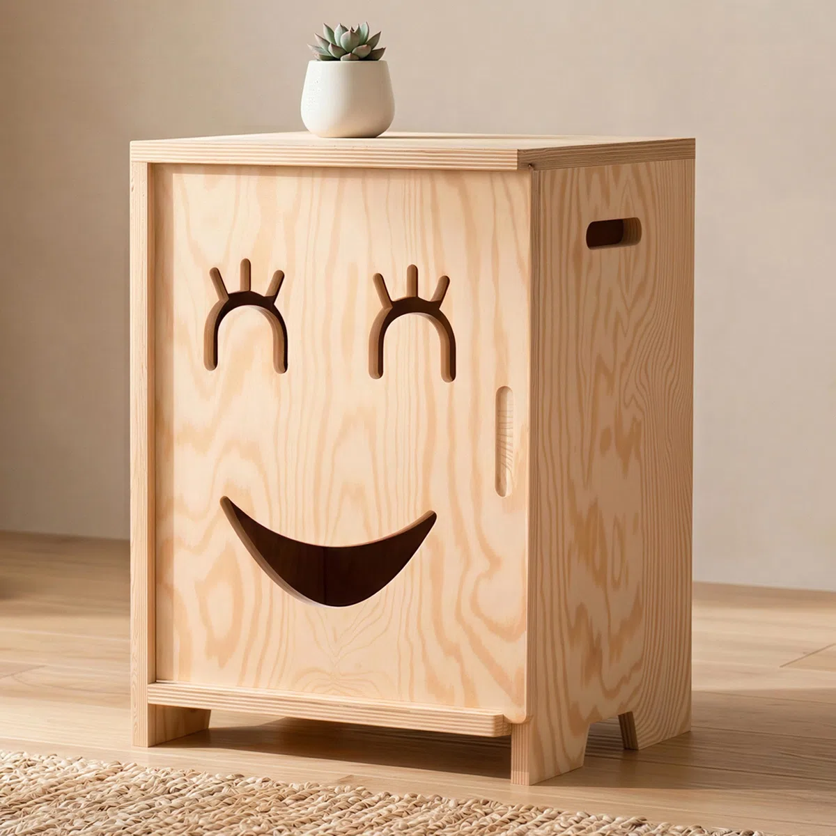 smartwood Mesita de Noche Infantil - Mesilla Montessori de Madera Contrachapada de Pino Certificada FSC - Diseño Apto para Niños, Estructura Estable y Montaje Fácil - KAPI 3P