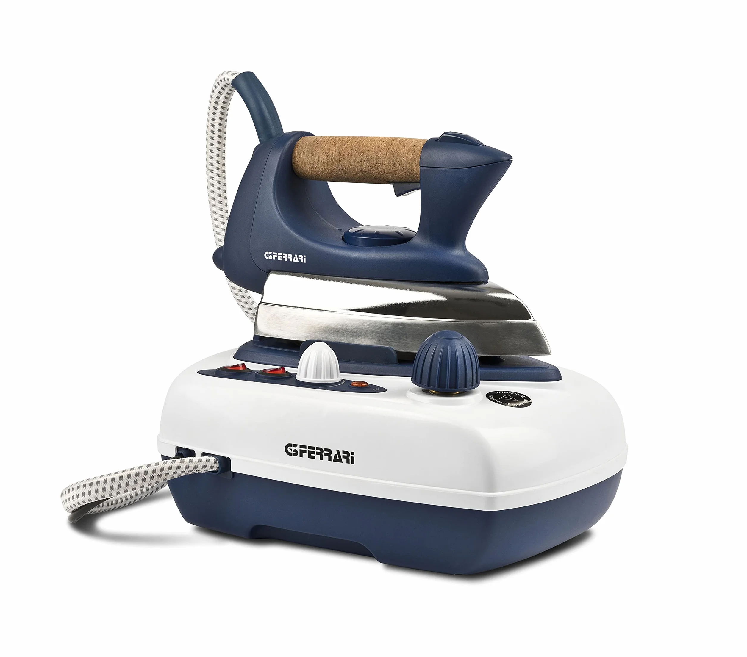 G3 Ferrari G40019 Centro de planchado, 2000 W, Capacidad 700 ml, 2.5-3 Bar, 40-50 g/min vapor regulable, Temperatura regulable, Blanco/Azul