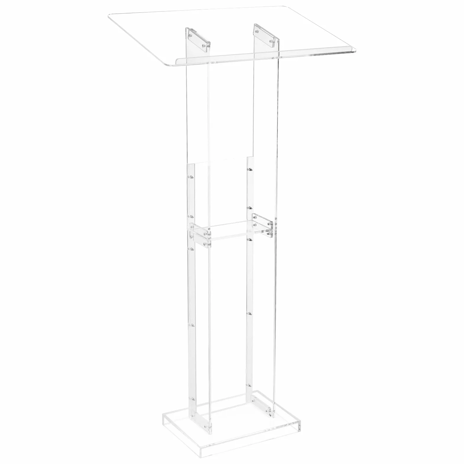 VEVOR Soporte de Podio de Acrílico Altura de 126,5 cm Atril de Pie Portátil con Superficie de Lectura 60 x 40 cm, Estante de Almacenamiento para Aulas, Bodas, Conferencias, Discursos, Conciertos