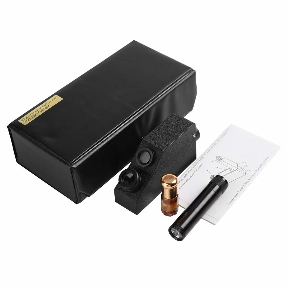 Refractómetro de Gemas, joyería RHG181 1.30-1.81 ldentificación de Gemas Profesionales Refractómetro de Gemas para Viaje de Gemologists/portátil Suitcase