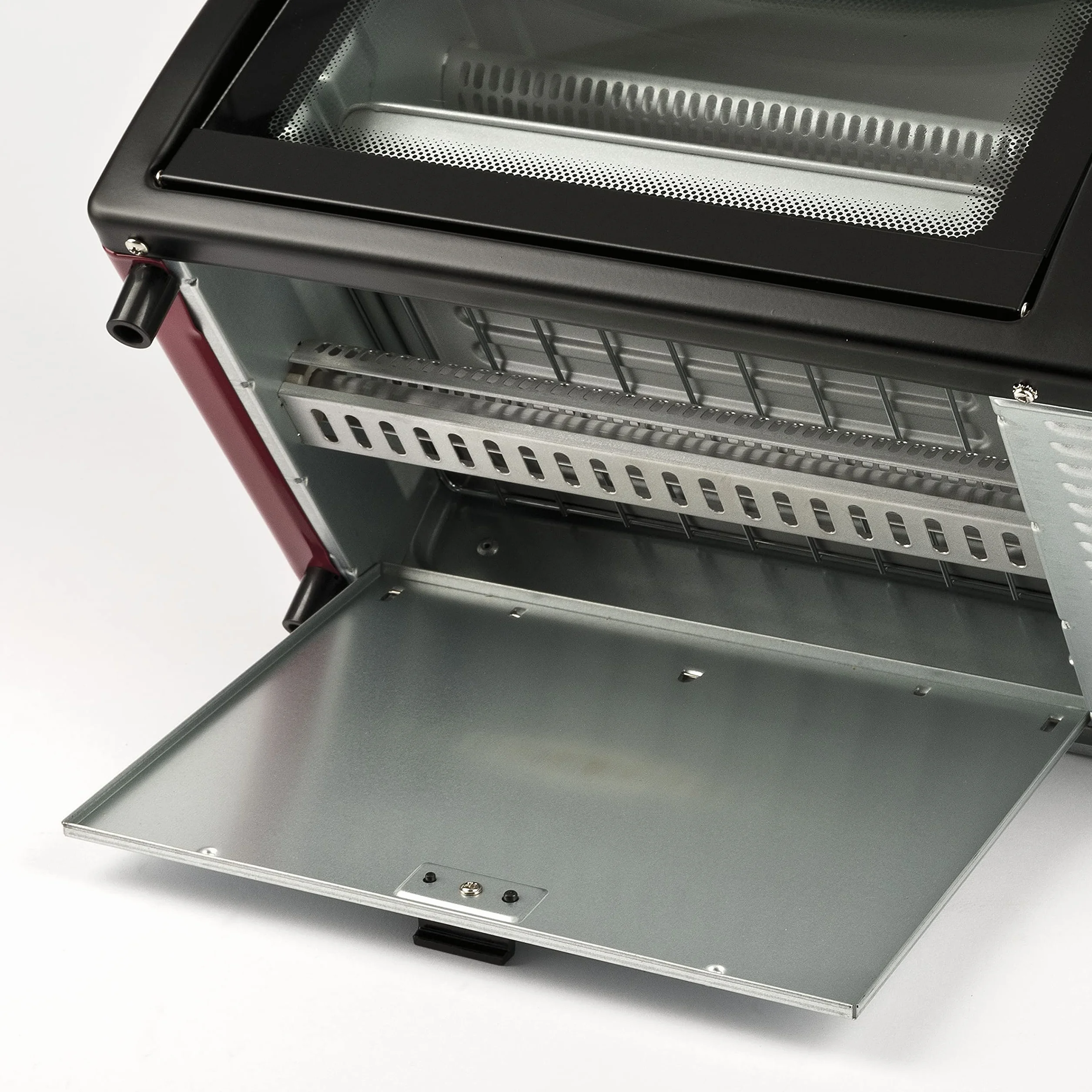 Girmi FE10 Horno de convección de Sobremesa de 10 Litros, 800 W, Temporizador de 60 minutos, Accesorios incluidos, Negro/Rojo