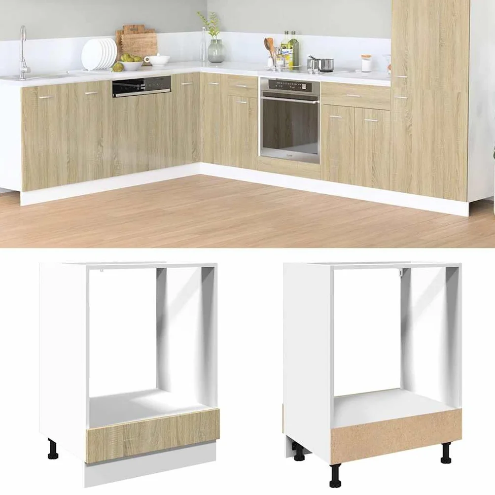 vidaXL Armario de Horno Madera contrachapada Color Roble 60x46x81,5 cm, Mueble de Horno, Armario de Cocina, Armario de Almacenamiento