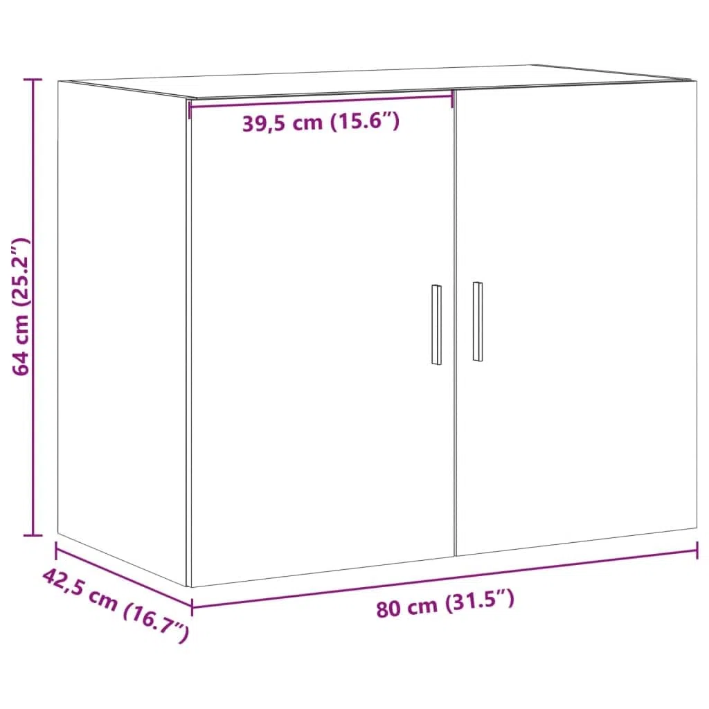vidaXL Armario de Pared Madera de ingeniería Blanco 80x42,5x64 cm, Armario de Almacenamiento, Armario de Pared Colgante, Armario de Almacenamiento Flotante