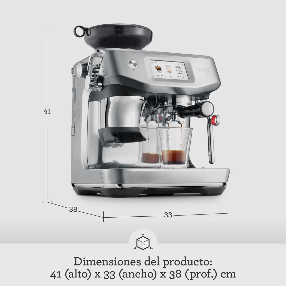Sage - The Barista Touch Impress - Cafetera Express con Molinillo Integrado y Espumador de Leche Automático - Dosificación Inteligente y Cold Brew para Café en Grano - Trufa Negra