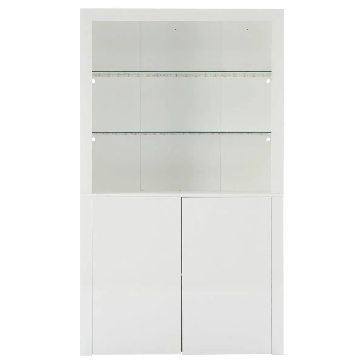 SUKY Armario de almacenamiento para sofá de 100 x 35 x 170 cm, armario de almacenamiento de alto brillo, armario de vitrina con luces LED, capa de pantalla de cristal templado, armario vertical alto