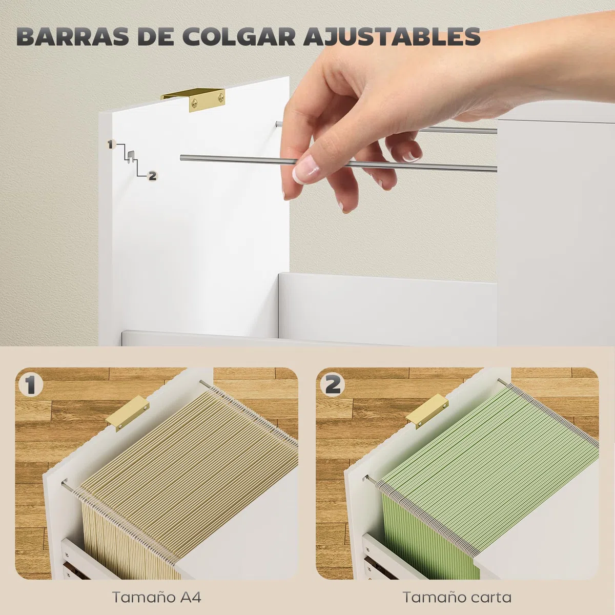 HOMCOM Cajonera de Oficina con 2 Cajones Cajonera de Escritorio con Frentes Acanalados Mueble Archivador para Tamaño A4 o Carta para Estudio 40x40x71 cm Blanco